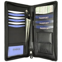 Leather Travel Wallet & Passport Holder holds 4 Passports Credit Cards ID Travel Document Holder