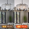 thumbnail image 2 of 23.6" French style Modern Crystal Chandelier - Black Wrought Iron Ceiling Light with 6 E14 Sockets (Bulbs Excluded) & 27.5" Adjustable Chain, 4.7" Ceiling plate Mount for Dining Room Living Room, 2 of 10