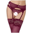 thumbnail image 4 of Women's Lace Embroidery See Through Panties Garter Belt With Stockings, 4 of 5