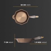 FINEX 8 Cast Iron Skillet Without Lid - Versatile Cast Iron Pan - Cooking Pan Enhances Food Taste - Nonstick Skillet - Heirloom Kitchen Essentials - Pre-Seasoned with Flaxseed Oil