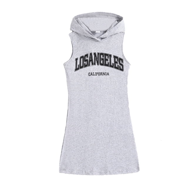 Liyamei Robe à Capuche pour Filles Imprimé Lettre Décontracté Sans Manches Chandail en Molleton Chandail à Capuche, 9-10 Ans