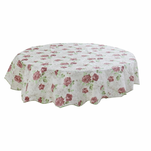Unique Bargains Vinyl Home Picnic Tablecloth Round Tables 60' Dia Floral Pattern Water Stain Resistant