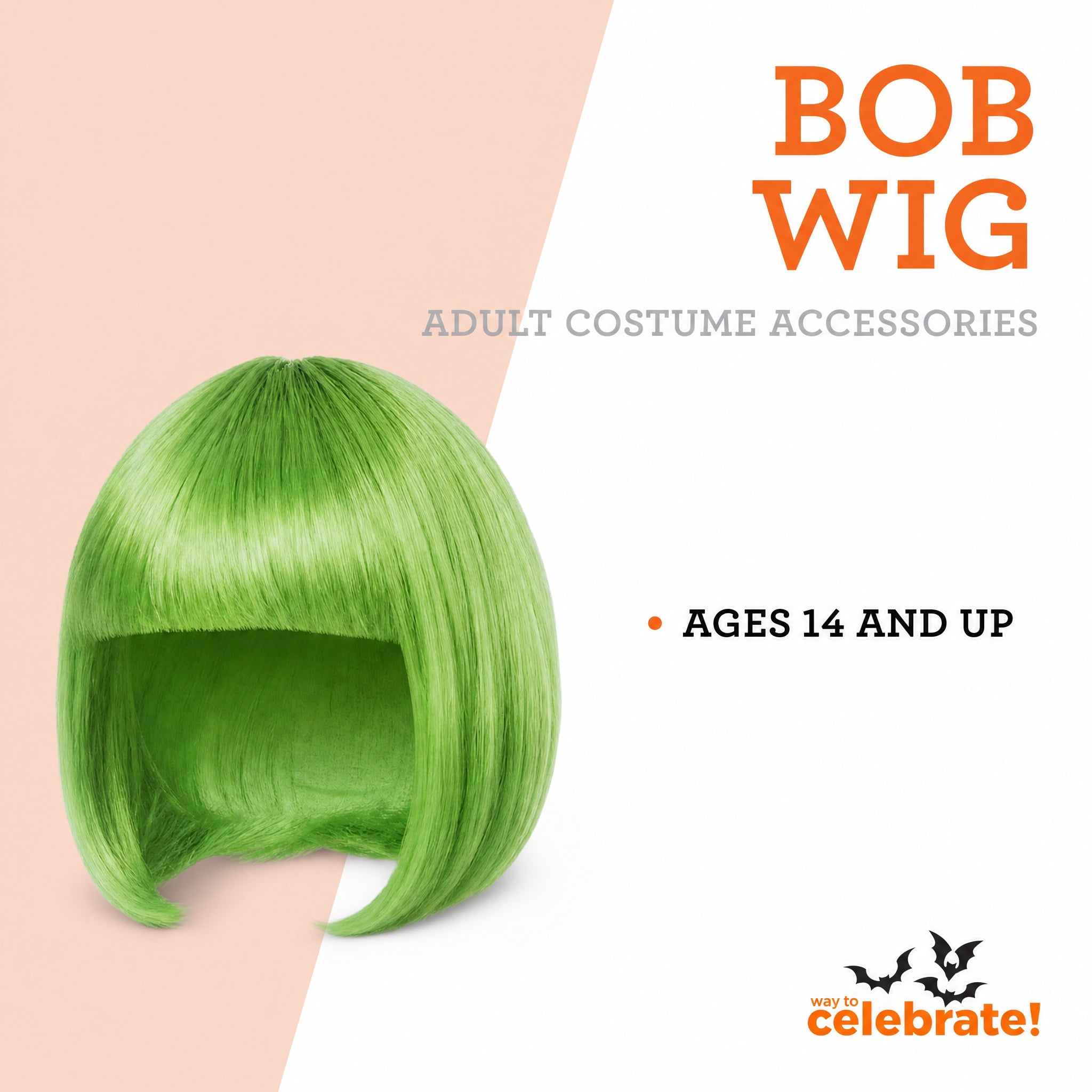 Bob Wig Costume Accessory for Adults, Green, Halloween by Way To Celebrate