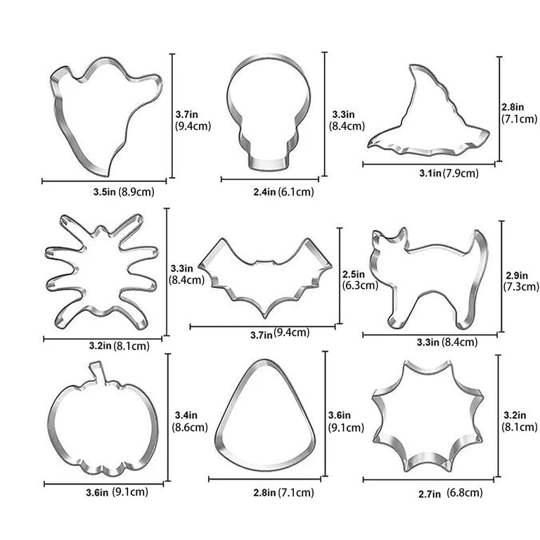 10-Piece Halloween Cookie Cutters Set - Stainless Steel Skull, Bat, Pumpkin, Ghost Shapes For Baking