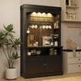 thumbnail image 1 of BeesClover Coffee Bar Cabinet with LED Lights 72" Tall Buffet Cabinet with Storage Farmhouse Kitchen Sideboard Tall Coffee Hutch with Microwave Stand/Wine Rack/Glass Shelf Dining Roo, 1 of 6