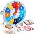 thumbnail image 1 of Cameland Toy Clock For Children Learning Wooden Teaching Clock Set Big Mini Wooden Clock Portable Exercise Watches For Learning Children Educational Teaching Clock, 1 of 8