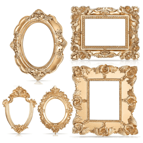5Pcs Mini Vintage Picture Frames, Small Resin Miniature Tiny Picture Frame, Antique Photo Frame for DIY Holiday Party Hotel Decor