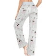 thumbnail image 3 of FREEAMG Womens Foal Comfy Drawstring Lounge Pajama Pants High-Waist Wide Leg Sleepwear Bottom, 3 of 5