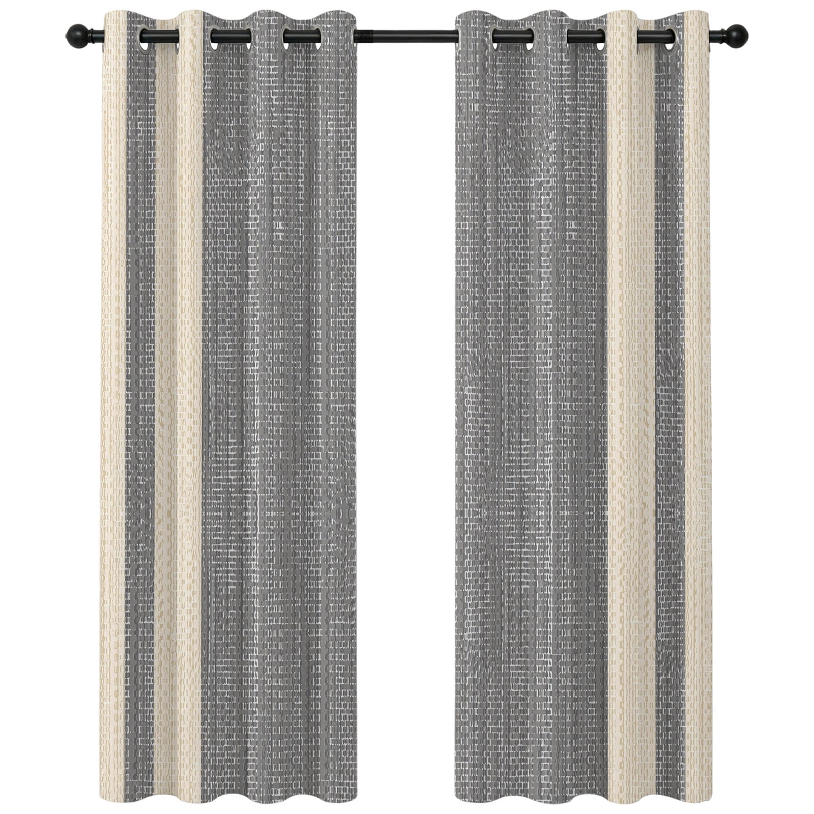 Grey Stripe Blackout Curtains 63 Inches Long Modern Geometric Classic Linear Slub Fabric Texture Thermal Insulated Room Darkening Drapes with Grommets for Living Room 42 W x 63 L 2 Panels