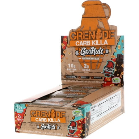 Grenade Carb Killa Go Nuts Protein Nut Bar Salted Peanut 15 Bars 1 41 oz 40 g Each