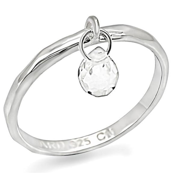 Alamode LOS285-10 Women Silver 925 Sterling Silver Ring with Genuine Stone in Clear - Size 10