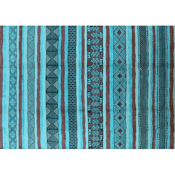 Ahgly Company Indoor Rectangle Solid Light Blue Modern Area Rugs, 3' x 5'