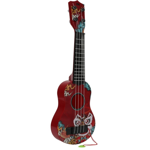 Ukelele de color madera, ukelele de juguete para niños, mini ukelele de plástico, juguete de guitarra para niños adaptado para la perfección