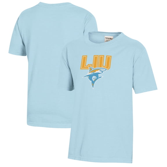 Youth  Light Blue LIU Sharks Logo Comfort Wash T-Shirt