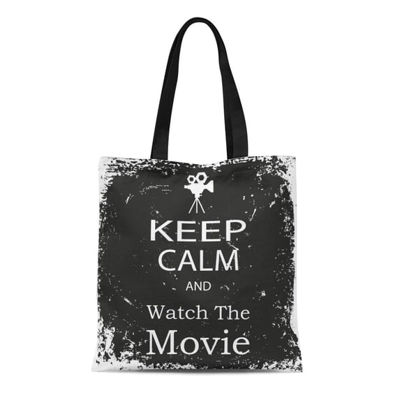 SIDONKU Canvas Tote Bag Old Keep Calm and Watch the Movie Vintage Filmmaking Reusable Shoulder Grocery Shopping Bags Handbag
