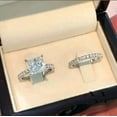thumbnail image 3 of "2.50 CT Princess Cut Moissanite Bridal Set Engagement Ring - Solid 14K White Gold Plated", 3 of 3
