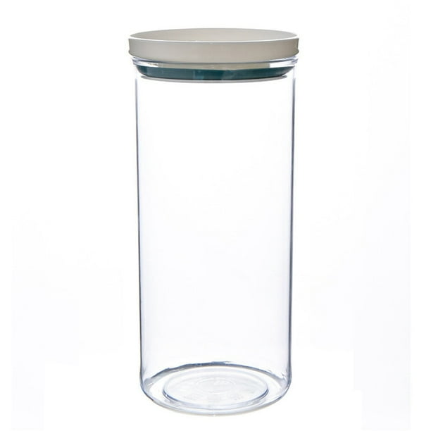 Tarro de plástico transparente con tapa, apto para alimentos, para almacenar cereales