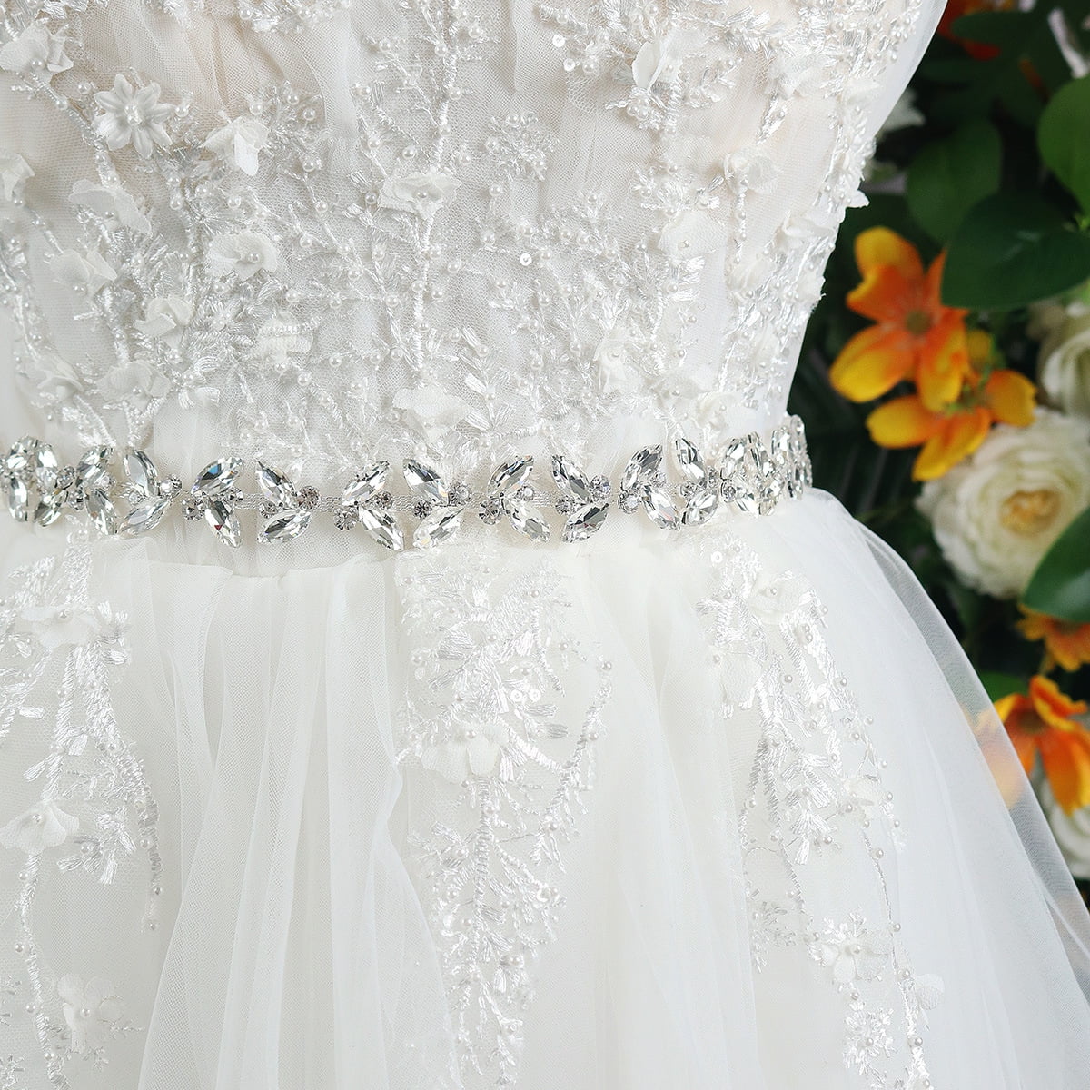 Bridal Ribbon Belt Handmade Diamond Girdle Rhinestone Applique