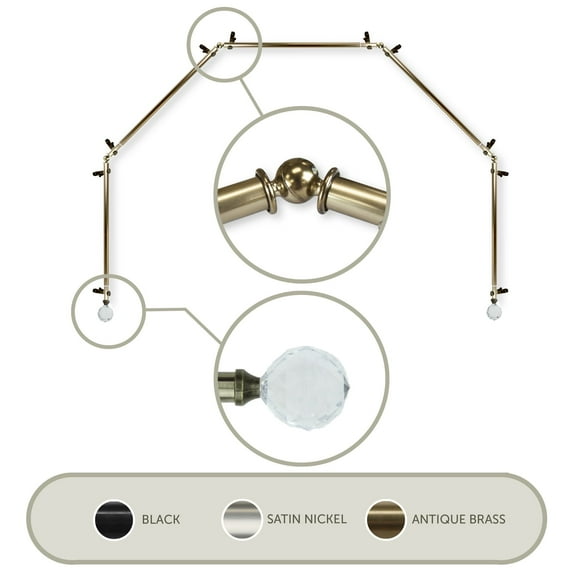 Contemporary Home Living 232" Gold Solid Contemporary 5-Sided Bay Window Curtain Rod