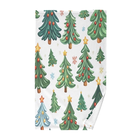 Pure Cotton Face Towel 16x28 Inches Hand Towel Bath Towel Hand Bath Towels Soft Good Water Absorption for Washing Face Wiping Face Christmas Tree Seamless