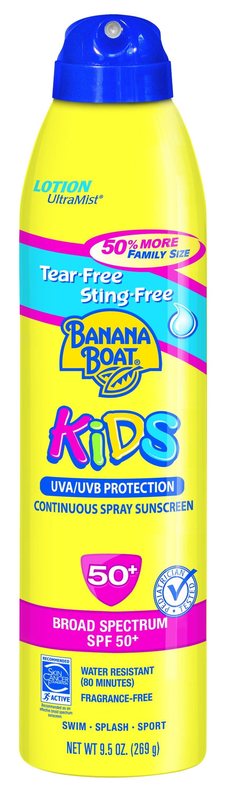 Banana Boat Kids Tear-Free Lotion Spray Family Size Sunscreen Broad Spectrum SPF 50 - 9.5 oz