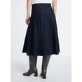 thumbnail image 3 of Free Assembly Women's and Women's Plus Stitch Pleated Denim Maxi Skirt, Size 0-28, 3 of 6