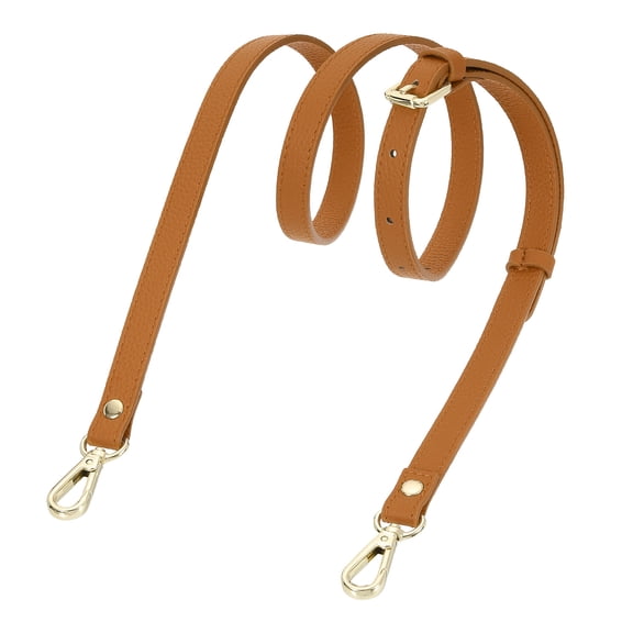 Uxcell 0.6" Genuine Leather Purse Strap for Bag (Light Brown, Gold Buckle)