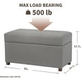 thumbnail image 2 of Joveco 32" Leather Storage Ottoman Bench, Rectangle Foot Rest Stool for Living Room, Bedroom, Entryway, Grey, 2 of 17