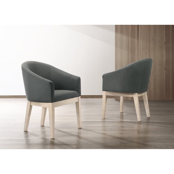Miekor Furniture Orsola Set of 2 Gray Fabric 23"W Barrel Accent Chair No9732