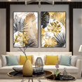 thumbnail image 4 of 3pcs Premium Poster Wall Pictures, Forest Golden Monstera Leaves Poster Set, sin marco, Wall Art Pictures for Living Room (21x30cm). Afortunado Sencillez, 4 of 5