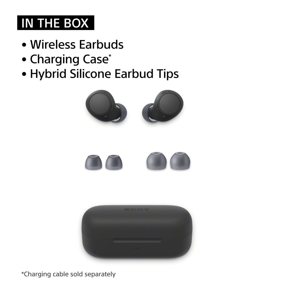 Sony WF-C510 Truly Wireless Earbuds with 22-Hour Battery, IPX4, Multipoint, Black Bundle with Deco Essentials 6 Pairs of In-Ear Earbud Tips (S/M/L Sizes)