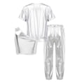 thumbnail image 2 of Manyakai Kids Boys Girls Shiny Metallic Crop Tank Top T-Shirt with Pants Jazz Hip-hop Dance Costumes Silver 10, 2 of 6