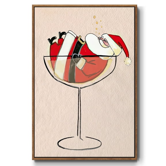 Get Blitzened Collection B - Framed Gallery Wrapped Holiday Canvas - 17 x 25 - Rosewood Frame