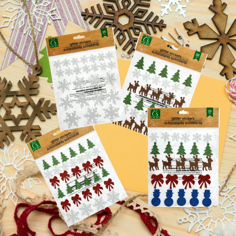 Christmas Glitter Foam Stickers (Pack of 100) Christmas Craft Supplies