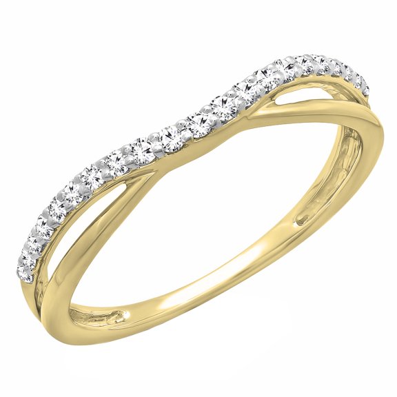 Dazzlingrock Collection 0.25 Carat (ctw) 14K Round Diamond Anniversary Wedding Guard Contour Band 1/4 CT, Yellow Gold, Size 5.5