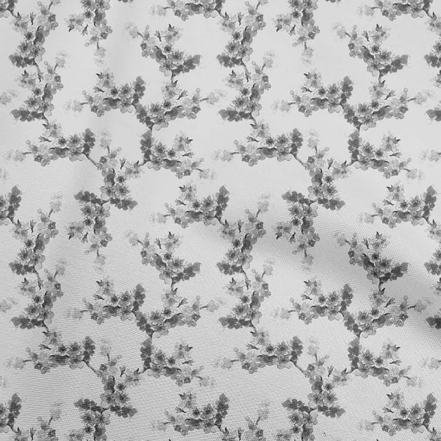 oneOone Tissu Popeline de Coton Gris Matériel de Robe Florale Tissu Imprimé Tissu au Mètre 56 Pouces de Large