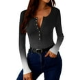 thumbnail image 5 of Olyvenn Gradient Long Sleeve Shirts for Women Henley Button Up Tops Ribbed Knit Slim Fit Spring Basic Tee 2026 Casual Trendy Clothes Black S, 5 of 9