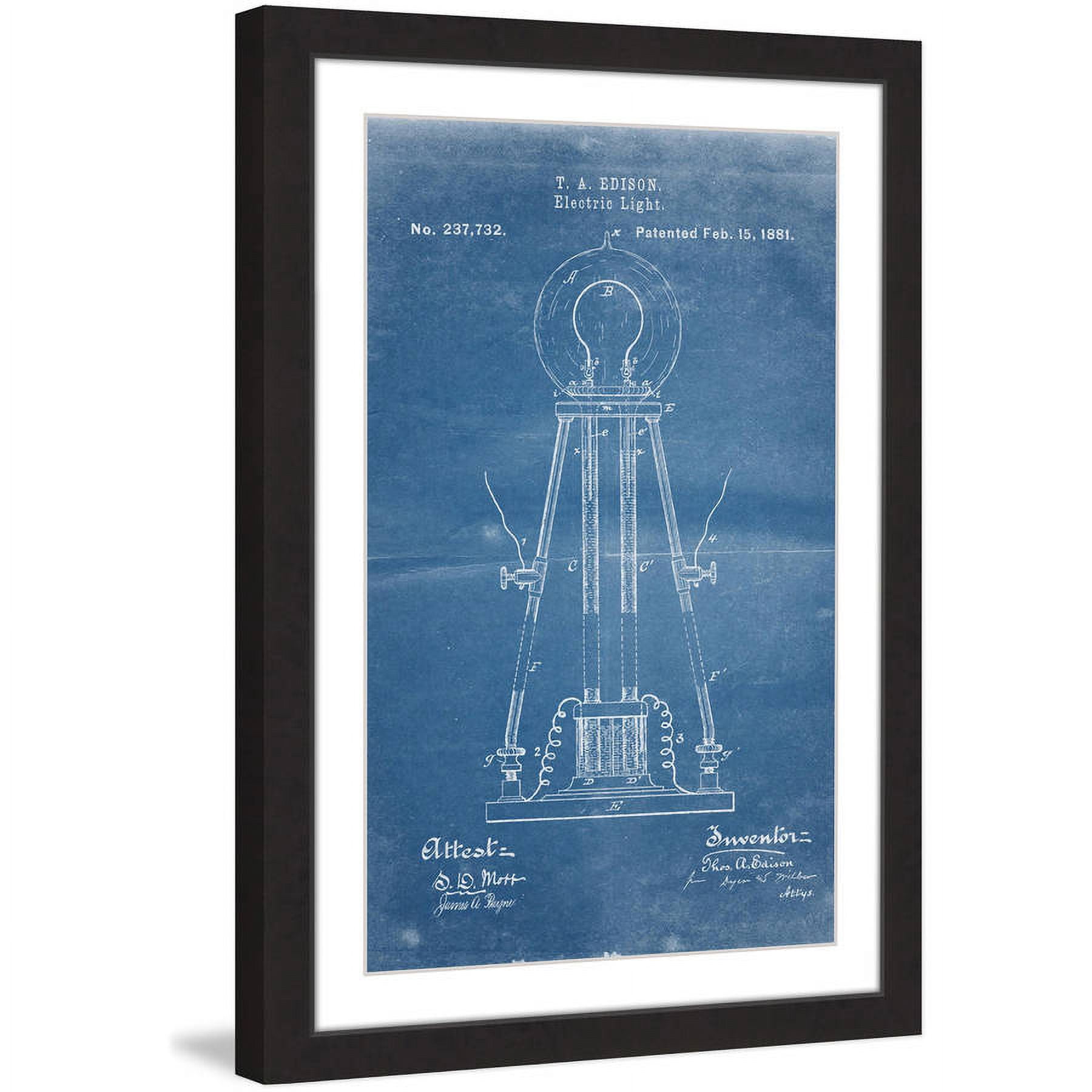 "Edison Light 1881 Blueprint" Framed Painting Print