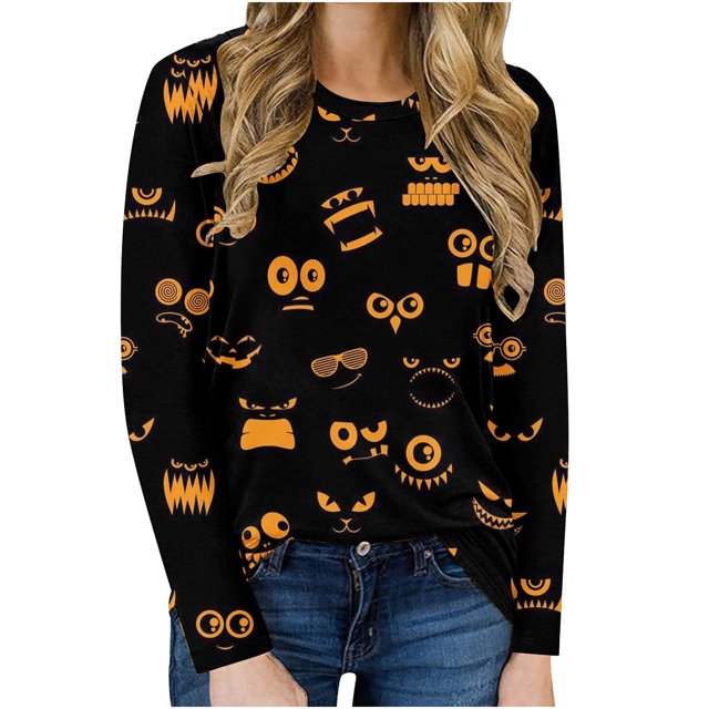 Camisas Para Mujer Camisetas de Gran Tamaño Manga Larga Moda Casual Cuello Redondo Cosplay Impreso Top Camiseta Blusa Odeerbi ODB135406