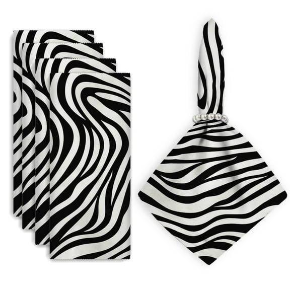 Bahomeck Napkins Set Of 4 Reusable Washable Square Fabric Dining Table Napkins Weddings Party Dinner Decor,18*18 Inch,Black And White Zebra Skin Pattern