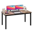 thumbnail image 1 of 63 Inch Modern Computer Desk - Sturdy Black Metal Frame, Large Writing Workstation for Home Office, Study, or Gaming, Multipurpose Dining Table, Black + Classic Color, Width 80cm, 1 of 8