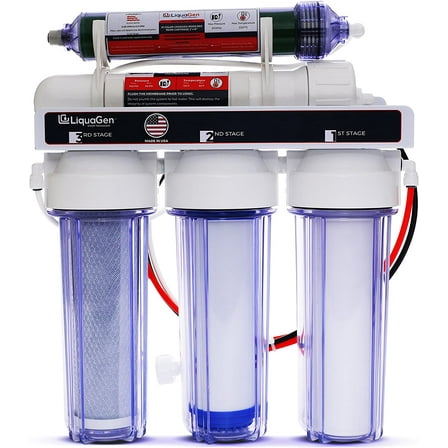 LiquaGen- 5 Stage Reverse Osmosis & Deionization (RODI) | Aquarium Reef Water Filter System - 75  | Water Purifier for Fish Tank with Filter's Included
