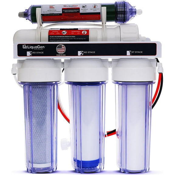 LiquaGen- 5 Stage Reverse Osmosis & Deionization (RODI) | Aquarium Reef Water Filter System - 75  | Water Purifier for Fish Tank with Filter's Included
