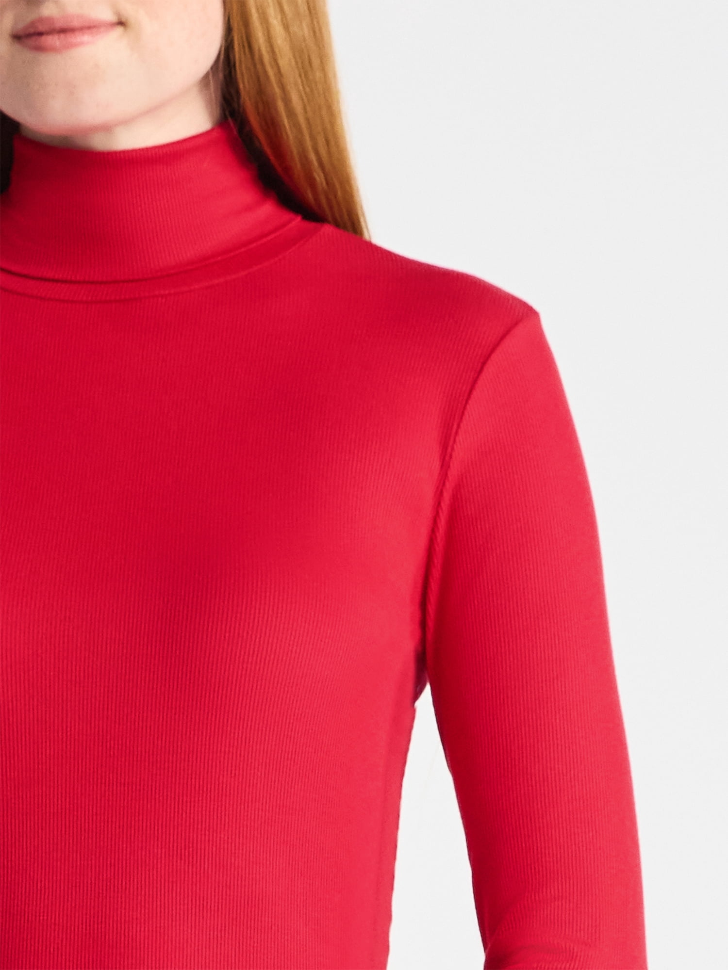 Time and Tru Women's Ribbed Turtleneck with Long Sleeves, Sizes XS-XXXL