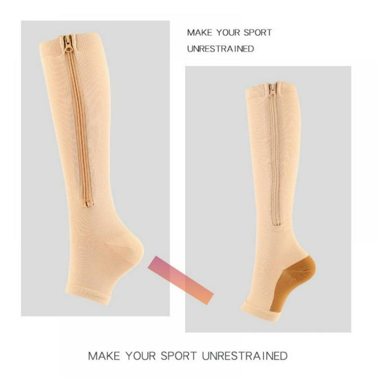 Final Clearance! Pairs Zipper Compression Socks Sport Toeless