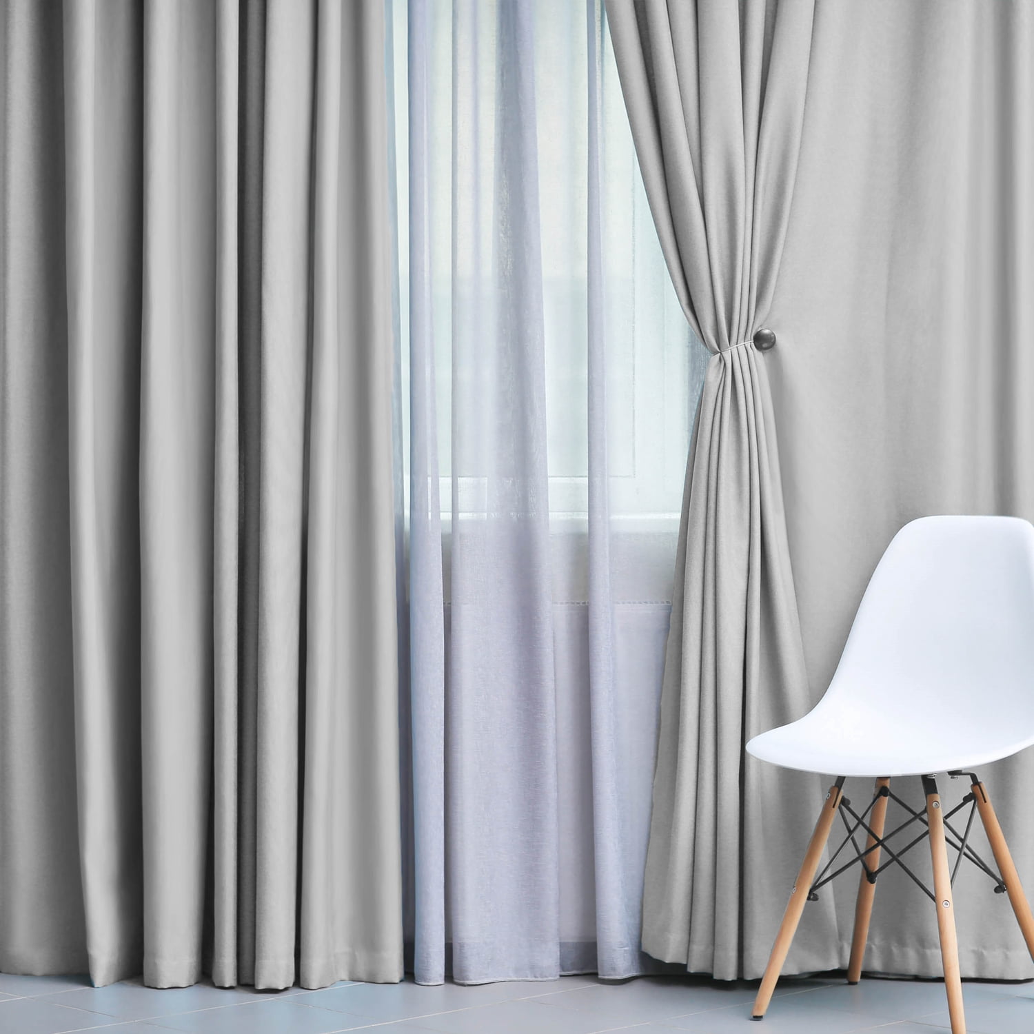 Superior Solid Blackout Curtain Set of 8, 52" x 108", Marshmallow