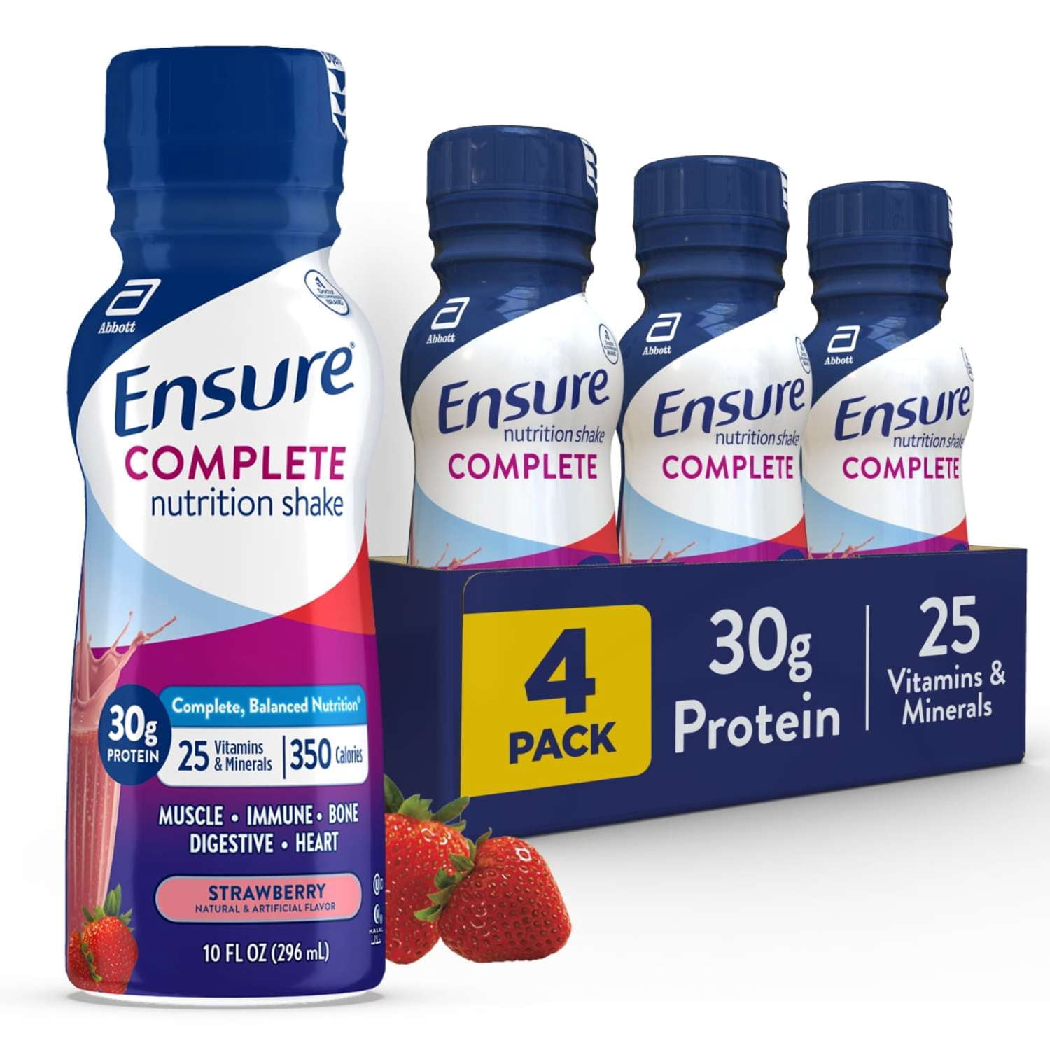 (2 pack) Ensure COMPLETE Nutrition Shake, 30g Protein, Strawberry, 10 fl oz—4 Pack