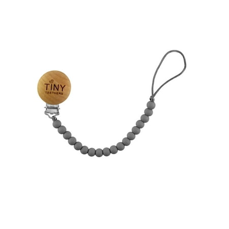 Tiny Teethers Pacifier Clip: Light Gray