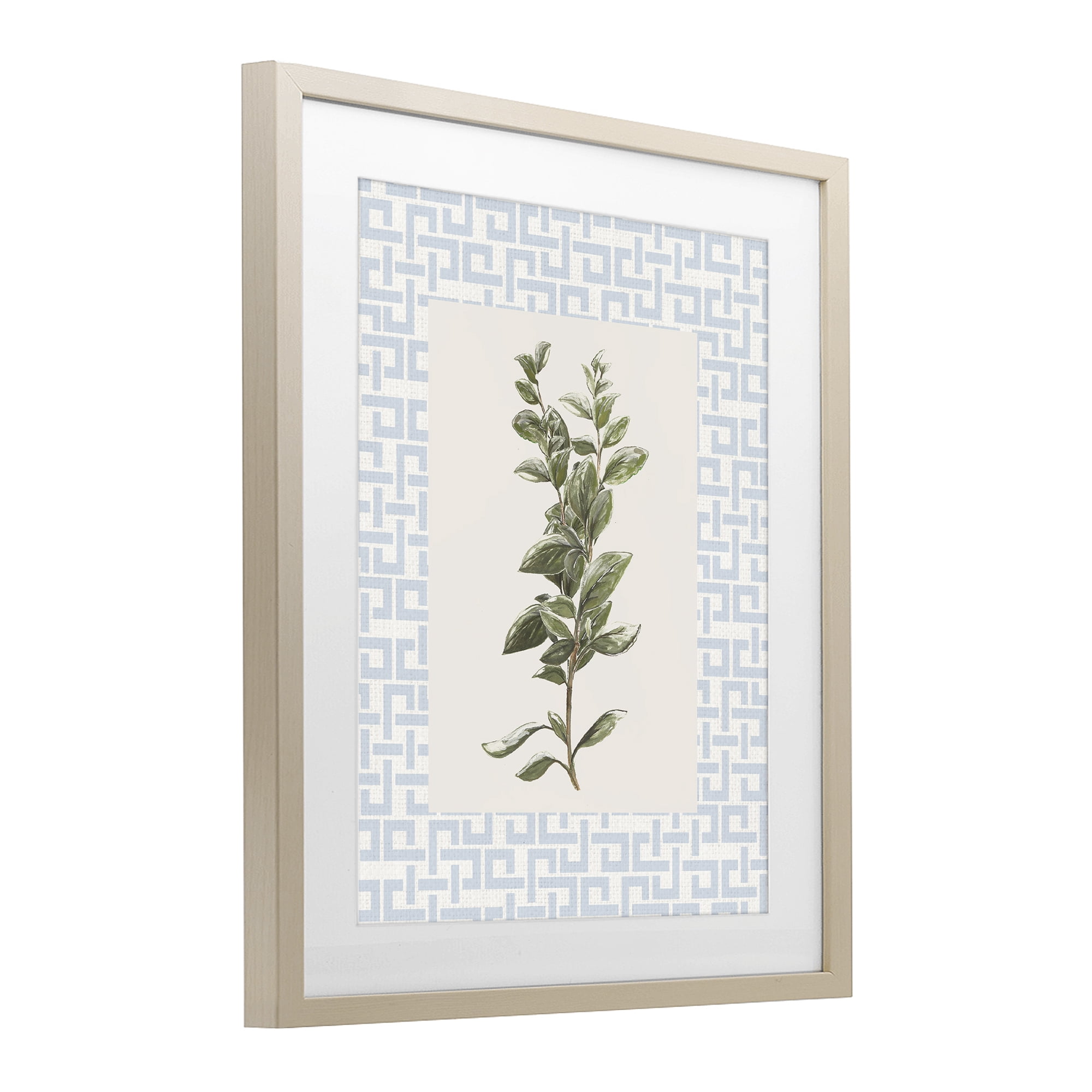 Stupell Industries Fresh Herb on Geometric Birch Framed Print Under Glass, design by Diannart