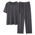 thumbnail image 2 of FNFYFH Mens Big and Tall Pajamas Set Lightweight Loungewear Short Sleeve Top and Pants Soft Sleepwear Pjs Sets, 2 of 6